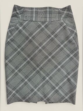 Express Plaid Pencil Skirt - Gray & Black